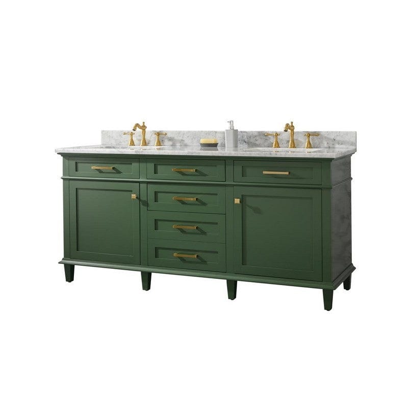 Legion Furniture WLF2272-VG 72 Inch Vogue Green Double Single Sink Vanity Cabinet with Carrara White Top - Backyard Provider