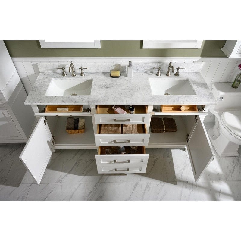 Legion Furniture WLF2272-W 72 Inch White Double Single Sink Vanity Cabinet with Carrara White Top - Backyard Provider