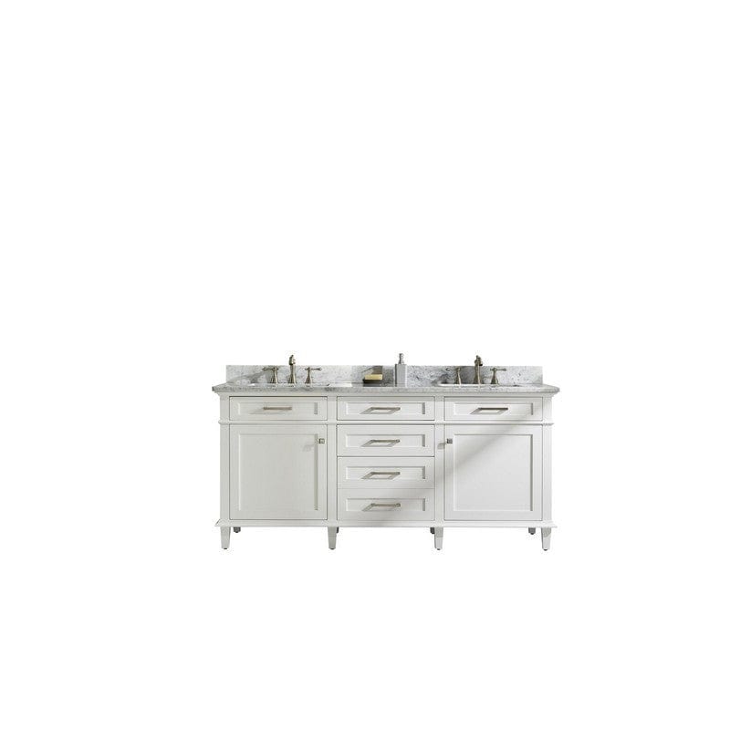 Legion Furniture WLF2272-W 72 Inch White Double Single Sink Vanity Cabinet with Carrara White Top - Backyard Provider