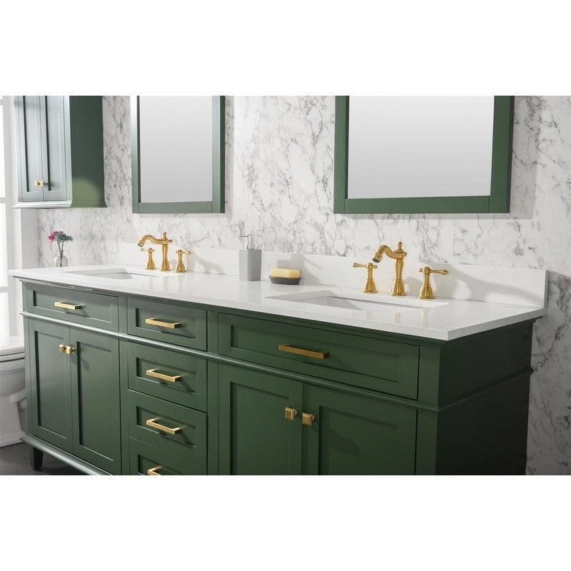 Legion Furniture WLF2280-VG 80 Inch Vogue Green Double Single Sink Vanity Cabinet with Carrara White Quartz Top - Backyard Provider