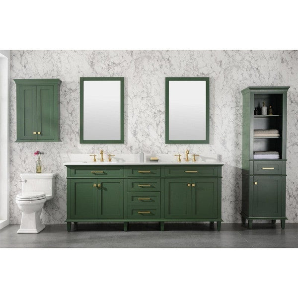 Legion Furniture WLF2280-VG 80 Inch Vogue Green Double Single Sink Vanity Cabinet with Carrara White Quartz Top - Backyard Provider