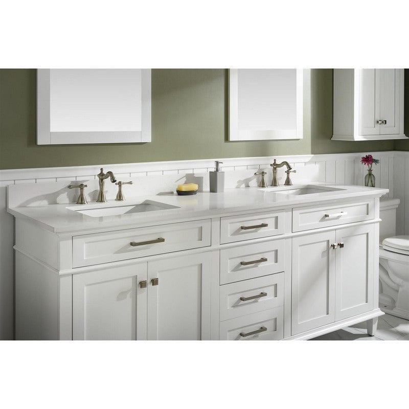 Legion Furniture WLF2280-W 80 Inch White Double Single Sink Vanity Cabinet with Carrara White Quartz Top - Backyard Provider