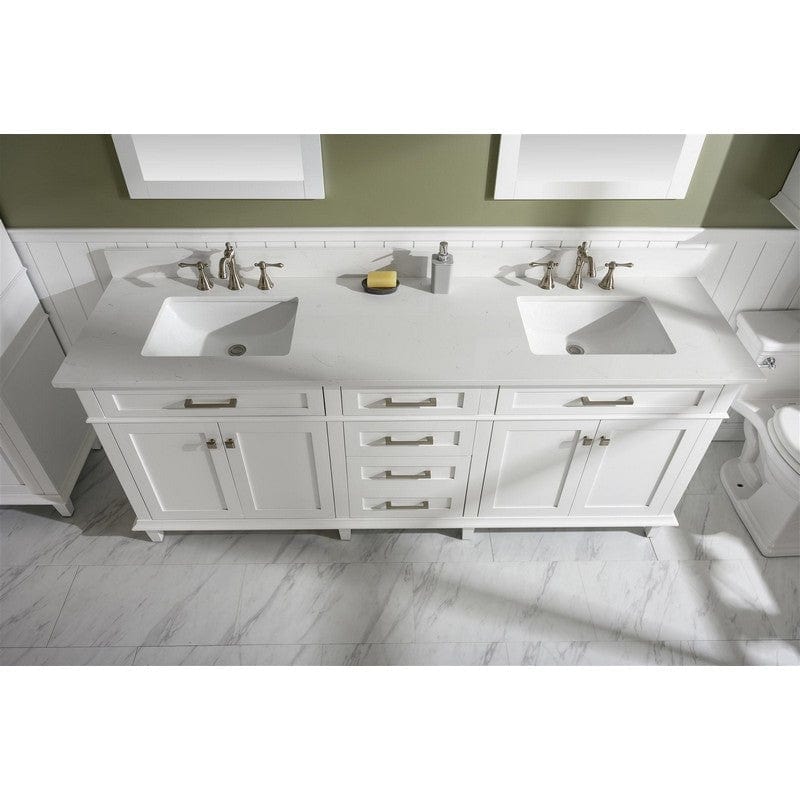 Legion Furniture WLF2280-W 80 Inch White Double Single Sink Vanity Cabinet with Carrara White Quartz Top - Backyard Provider