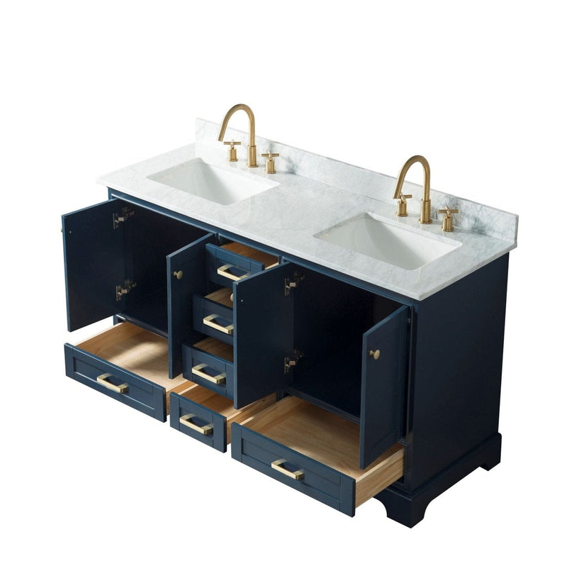 Legion Furniture WS3360-B 60 Inch Solid Wood Sink Vanity Without Faucet in Blue - Backyard Provider