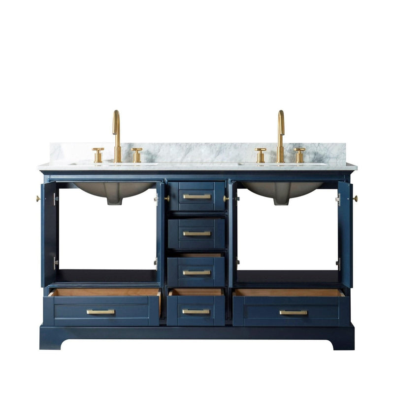 Legion Furniture WS3360-B 60 Inch Solid Wood Sink Vanity Without Faucet in Blue - Backyard Provider