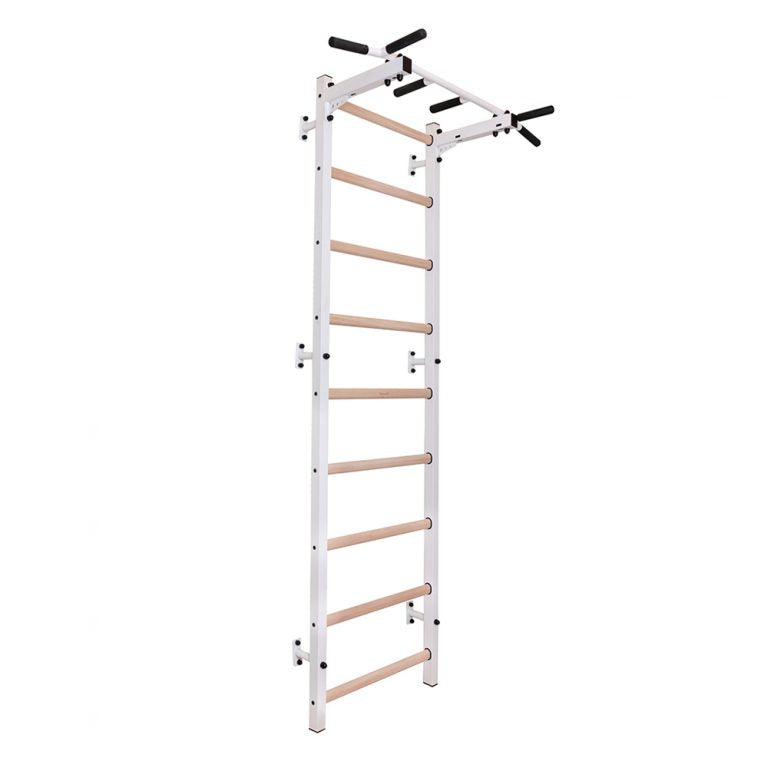 BenchK Swedish Ladder w/ Pull Up Bar - White