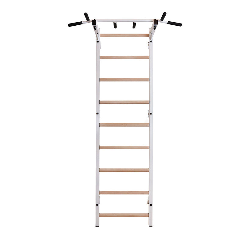 BenchK Swedish Ladder w/ Pull Up Bar - White