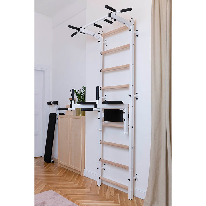 BenchK Swedish Ladder w/ Dip Bar - White