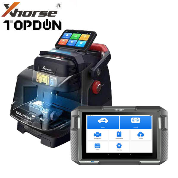 Xhorse / TOPDON - Complete Cut & Programming Bundle - Dolphin II XP-005L High Sec Portable Key Cutting Machine & T-Ninja Pro OBD Key Programmer Bundle of 2 - XHS-DLPN2NJA