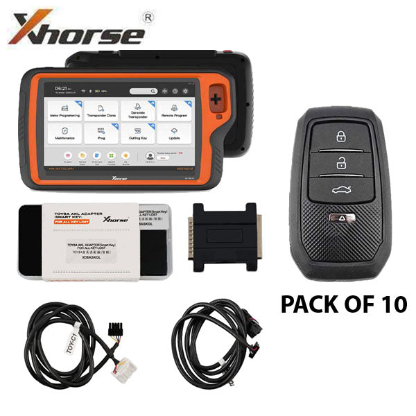 Xhorse - VVDI Key Tool PLUS Tablet - ADVANCED PACKAGE + Toyota / Lexus XD8ASKGL Smart Key Adapter & Bypass Cables + 10 x XSTO01EN XM38 Universal Smart Keys - XHS-TOYBUNDLE