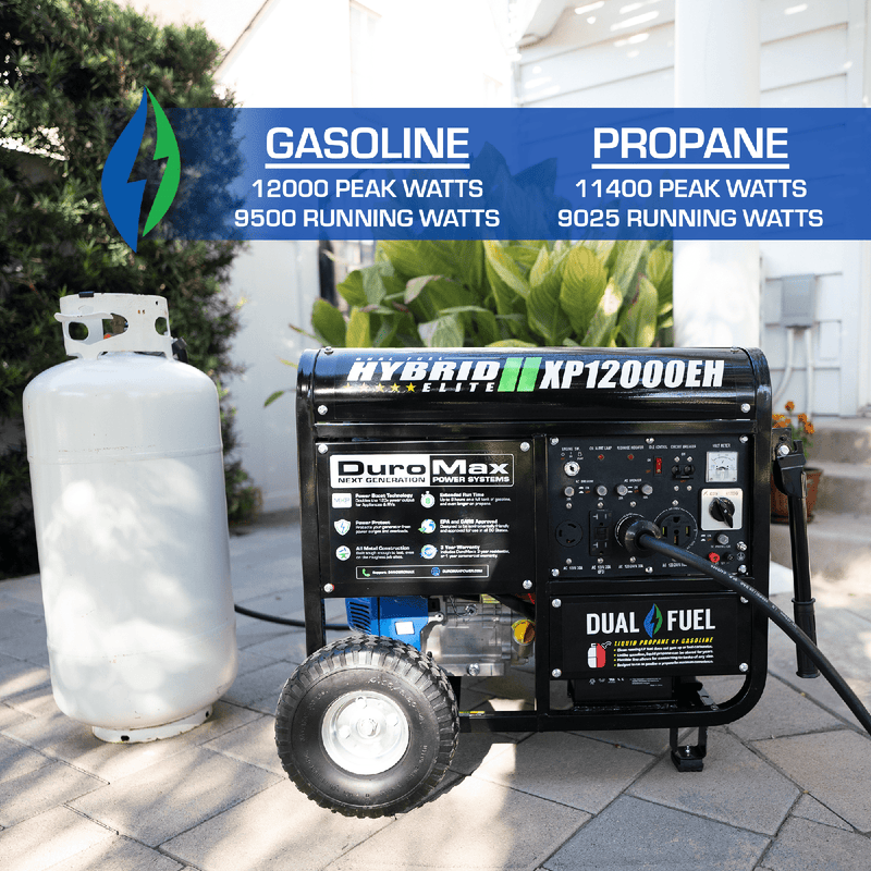 DuroMax 12,000 Watt Portable Dual Fuel Gas Propane Generator - XP12000EH