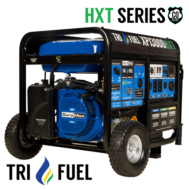 DuroMax 13,000 Watt Electric Start Tri-Fuel Portable Generator w/ CO Alert - XP13000HXT