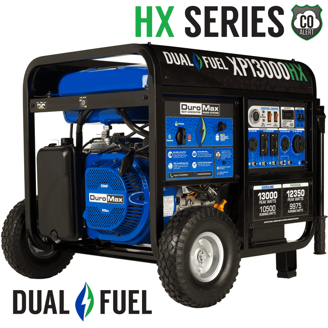 DuroMax 13,000 Watt Portable Dual Fuel Gas Propane CO Alert Generator - XP13000HX