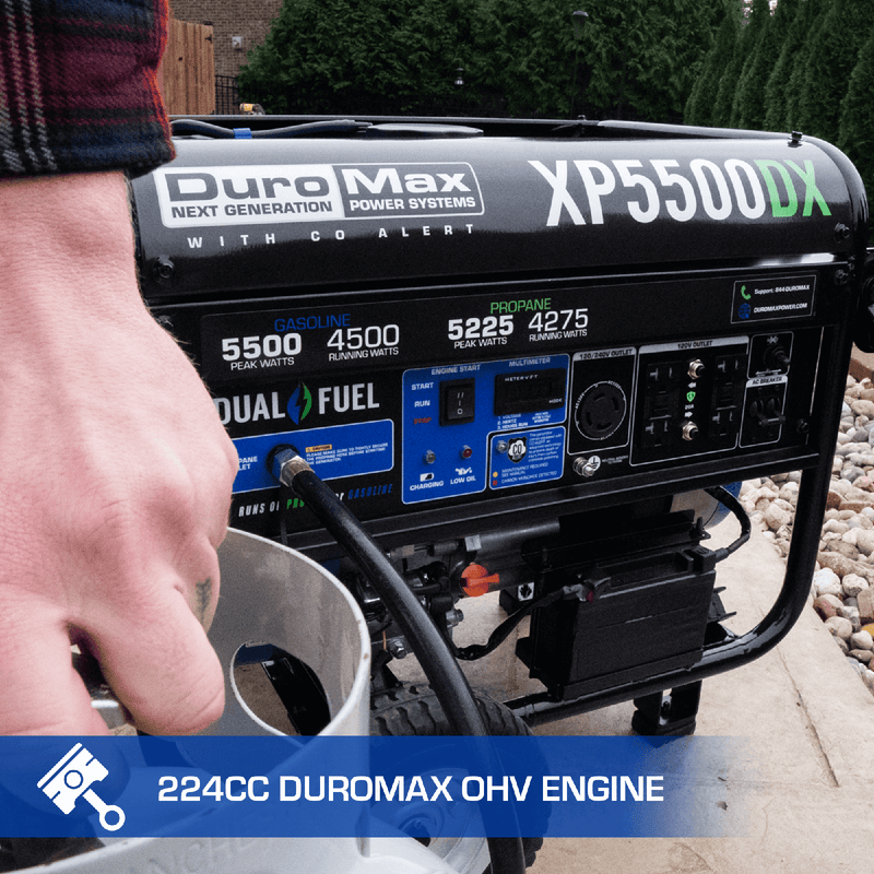 DuroMax 5,500 Watt Dual Fuel Gas Propane Portable Generator w/ CO Alert - XP5500DX