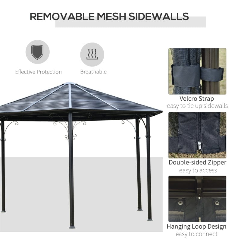 Outsunny 13 x 13 Hardtop Hexagonal Gazebo Canopy - 84C-256