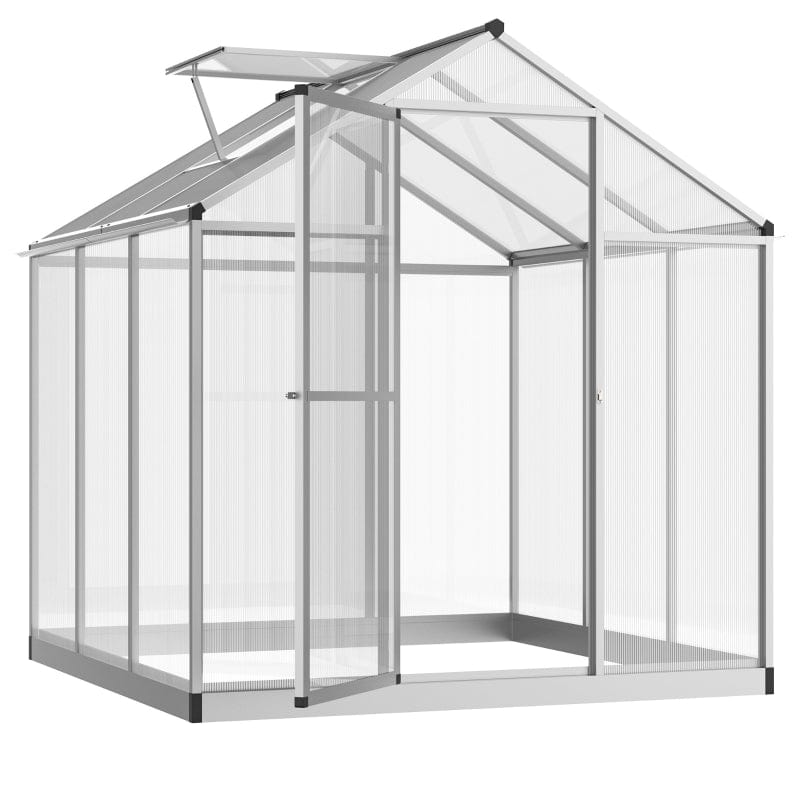 Outsunny 6' L x 6' W Walk-In Polycarbonate Winter Greenhouse - 845-243