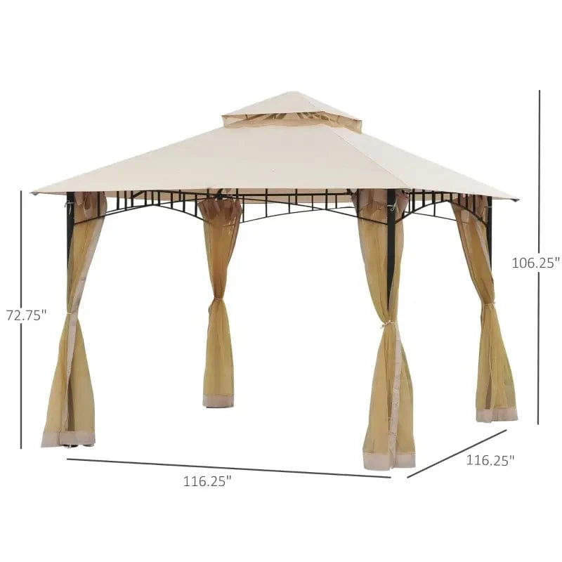 Outsunny 10' x 10' Steel Outdoor Patio Gazebo Canopy - 84C-010