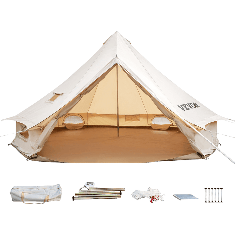 Vevor Bell Tent 19 ft/6m Yurt Cotton Canvas Waterproof With Stove Jack For 10-12 People 4 Seasons - Backyard Provider