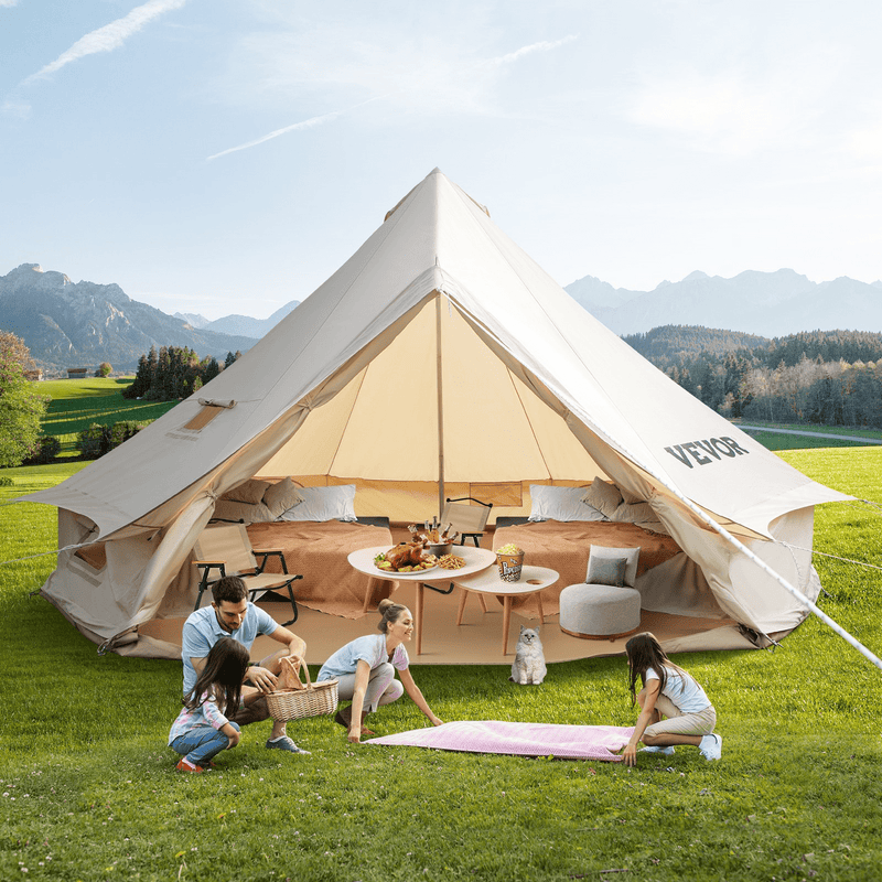 Vevor Bell Tent 19 ft/6m Yurt Cotton Canvas Waterproof With Stove Jack For 10-12 People 4 Seasons - Backyard Provider