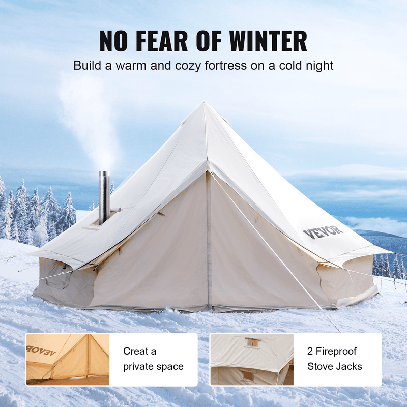 Vevor Bell Tent 19 ft/6m Yurt Cotton Canvas Waterproof With Stove Jack For 10-12 People 4 Seasons - Backyard Provider