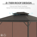 Outsunny Outdoor 2-Tier 12'x10' Patio Hard Top Aluminum Gazebo - 84C-145BN