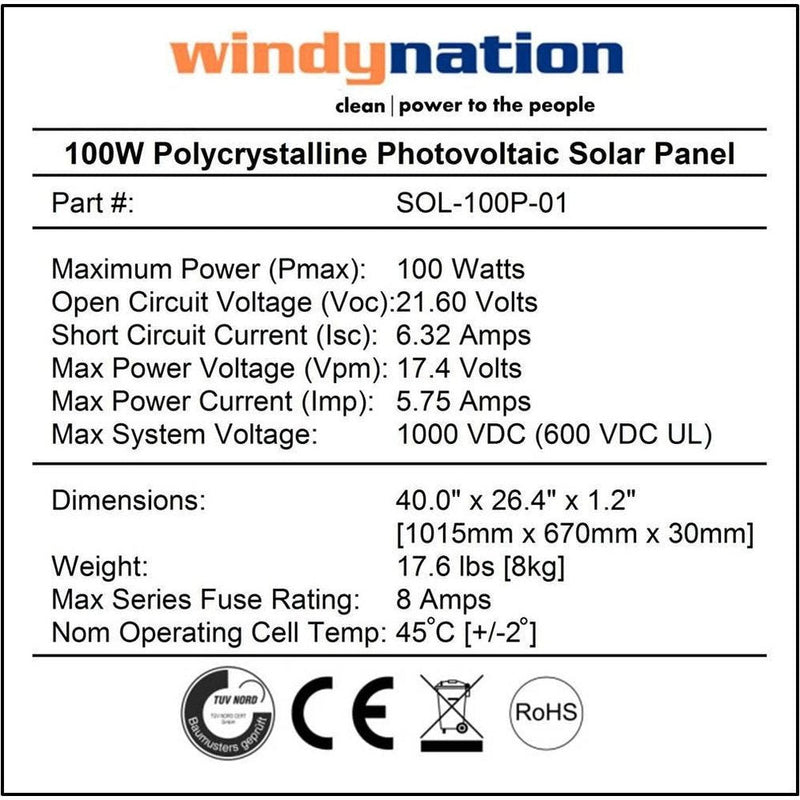 WindyNation Complete 300 Watt Solar Panel Kit with 1500W VertaMax Power Inverter for 12 Volt Battery Systems New - SOK-300WPI-15