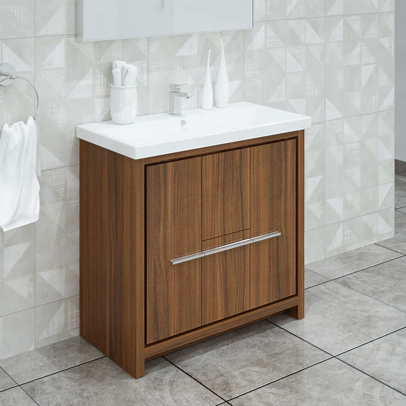 Casa Mare Alessio 36" Matte Walnut Vanity Ceramic Sink Combo - Alessio90MW-36-MSC-S