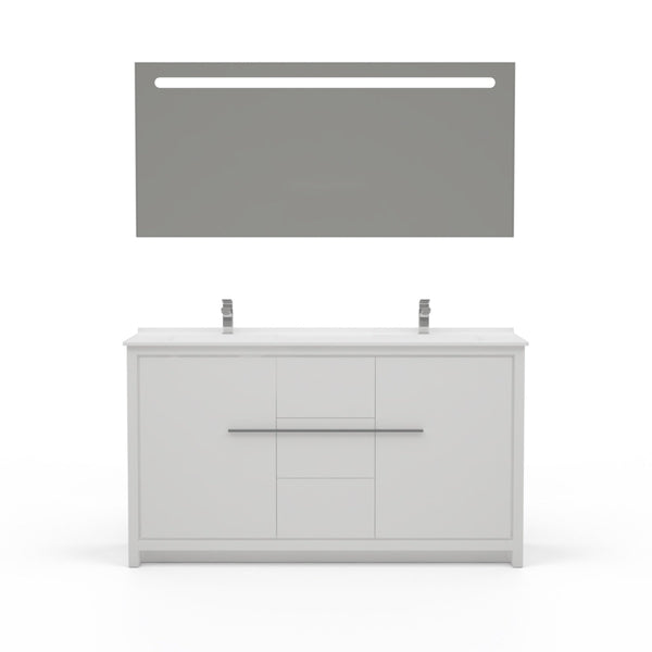 Casa Mare Alessio 60" Glossy White Vanity Ceramic Sink Combo - Alessio152GW-60-MSC-S