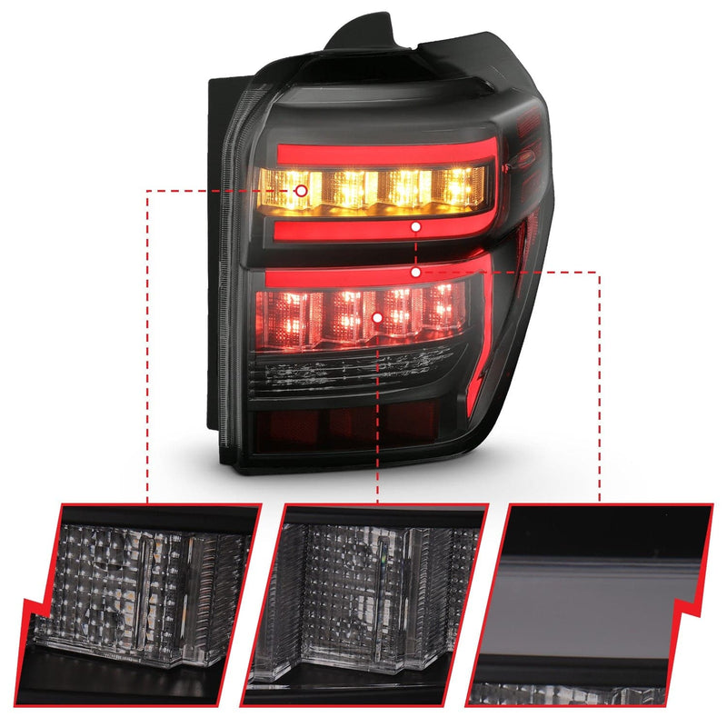 Anzo Rear Tail Light Black Housing Smoked Lens - 2024-2014 Toyota 4runner - 311312