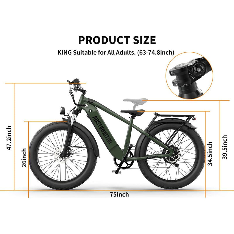 Aostirmotor KING 1000W 52V All-Terrain Fat Tire Electric Bike