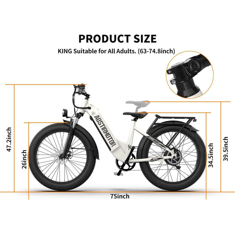 Aostirmotor QUEEN 1000W 52V All Terrain Step-Thru Fat Tire Electric Bike