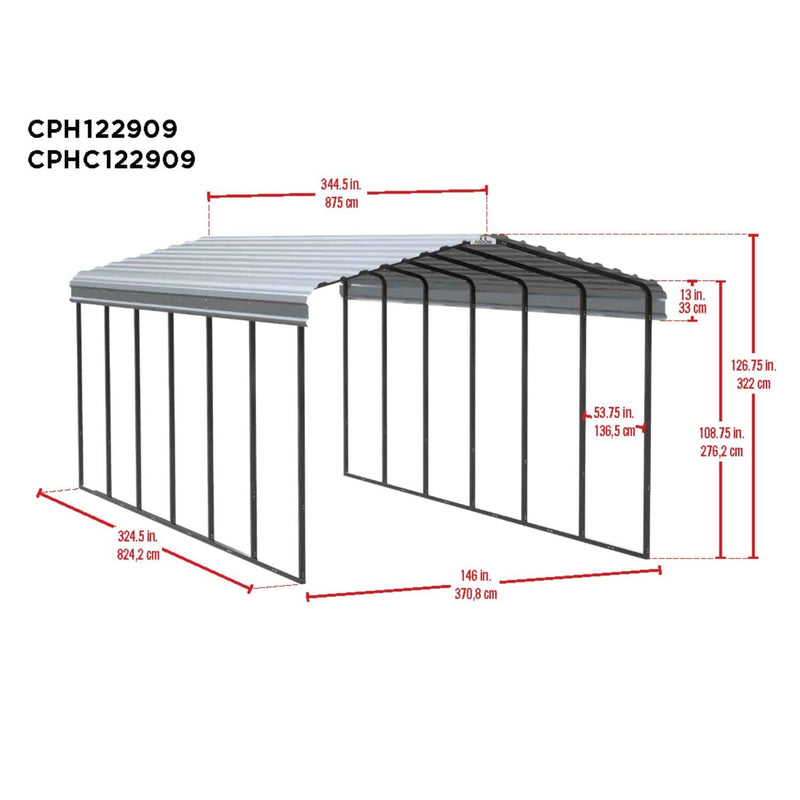 Arrow | Carport 12x29x9 ft Eggshell CPH122909