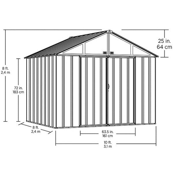 Arrow | EZEE Shed Steel Storage 10x8 ft. Galvanized Extra High Gable Charcoal EZ10872HVCC-01