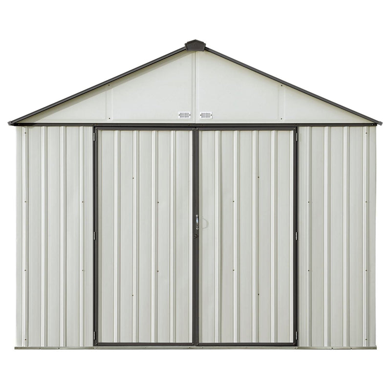 Arrow | EZEE Shed Steel Storage 10x8 ft. Galvanized Extra High Gable Cream with Charcoal Trim EZ10872HVCRCC-02