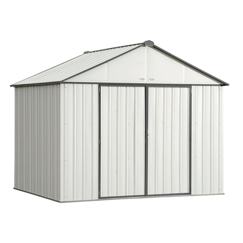 Arrow | EZEE Shed Steel Storage 10x8 ft. Galvanized Extra High Gable Cream with Charcoal Trim EZ10872HVCRCC-02