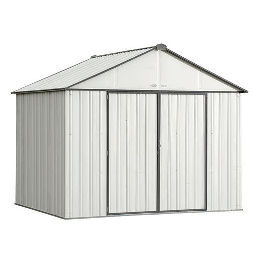 Arrow | EZEE Shed Steel Storage 10x8 ft. Galvanized Extra High Gable Cream with Charcoal Trim EZ10872HVCRCC