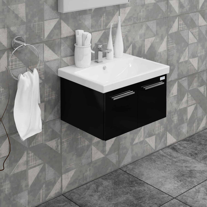 Casa Mare Aspe 32" Glossy Black Vanity Ceramic Sink Combo - Aspe80GB-32-MSC-S