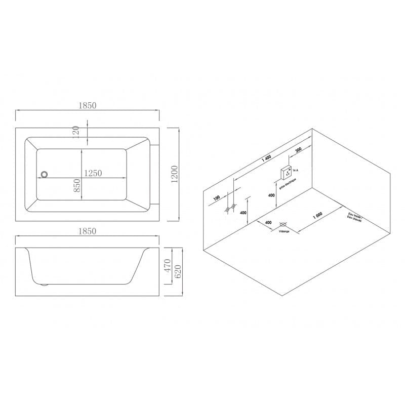 Sauna Hammam - LORD DUO BLANC 2-SEATER WHIRLPOOL BATHTUB ARCHIPEL® 185X120 - RIGHT - PREORDER June 2023