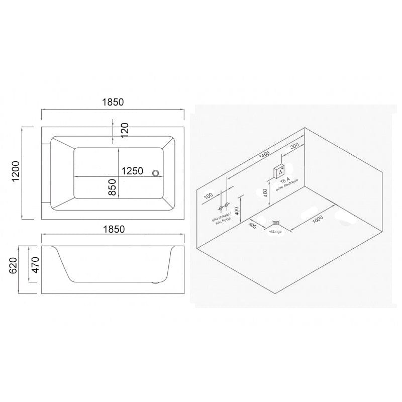 Sauna Hammam - LORD DUO BLANC 2-SEATER WHIRLPOOL BATHTUB ARCHIPEL® 185X120 - LEFT - PREORDER June 2023