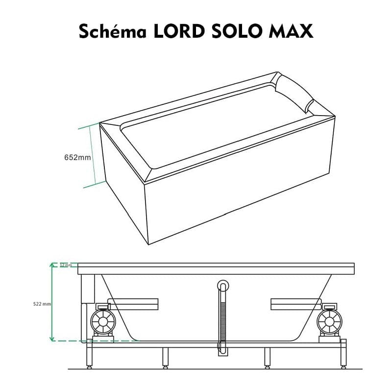 Sauna Hammam - LORD SOLO MAX WHITE WHIRLPOOL BATH 1 PLACE ARCHIPEL® 180X90 - RIGHT - PREORDER May 2023