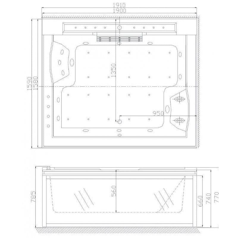 Sauna Hammam - ZELAND® ZEN'SPA DUO 2-SEATER WHIRLPOOL BATH 190X160 - LEFT - MK51562818