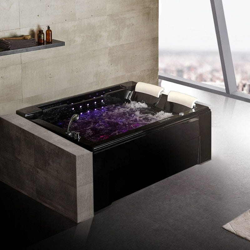 Sauna Hammam - ARCHIPEL® 2-SEATER BLACK PEARL DUO WHIRLPOOL BATHTUB 191X159 - LEFT - PREORDER