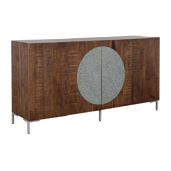 Coast2Coast Home Bahari Chatter Four Door Credenza Brown / Silver - 92502