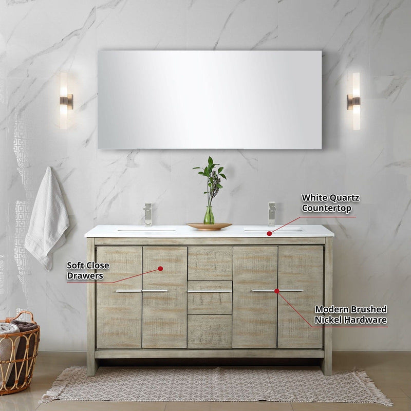 Lafarre 60" Rustic Acacia Double Bathroom Vanity - Backyard Provider