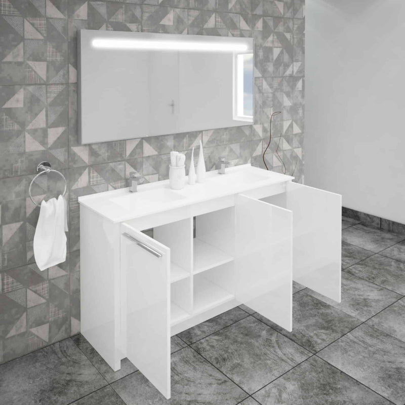 Casa Mare Benna 63" Glossy White Vanity Double Sink Combo - Benna160GW-63-S