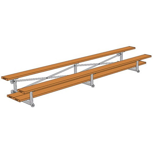 Bleacher - 15 ft. 2 Row - Single Foot Plank - Tip & Roll Powder Coated - 2TRGPC