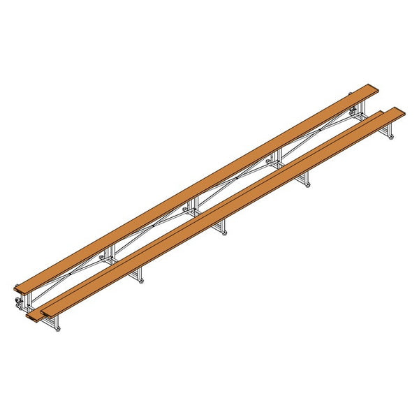 Bleacher - 27 ft. 2 Row - Single Foot Plank - Tip & Roll - BLCH-227TRGPC