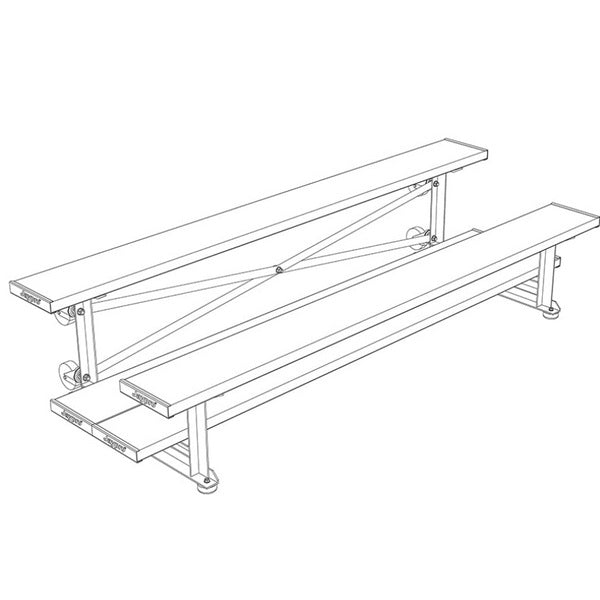 Bleacher - 7-1/2 ft. 2 Row - Double Foot Plank - Tip & Roll - 275TRG