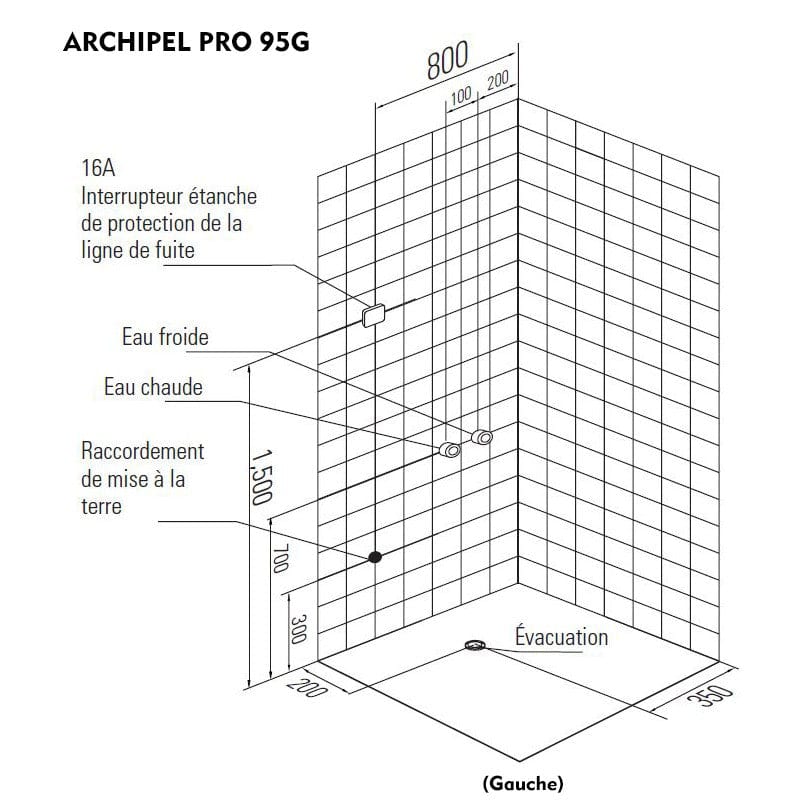 Sauna Hammam HAMMAM ARCHIPEL® PRO 95D BLACK SHOWER CABIN 95X95CM - 1 PERSON - 1 PLACE - MK53019694