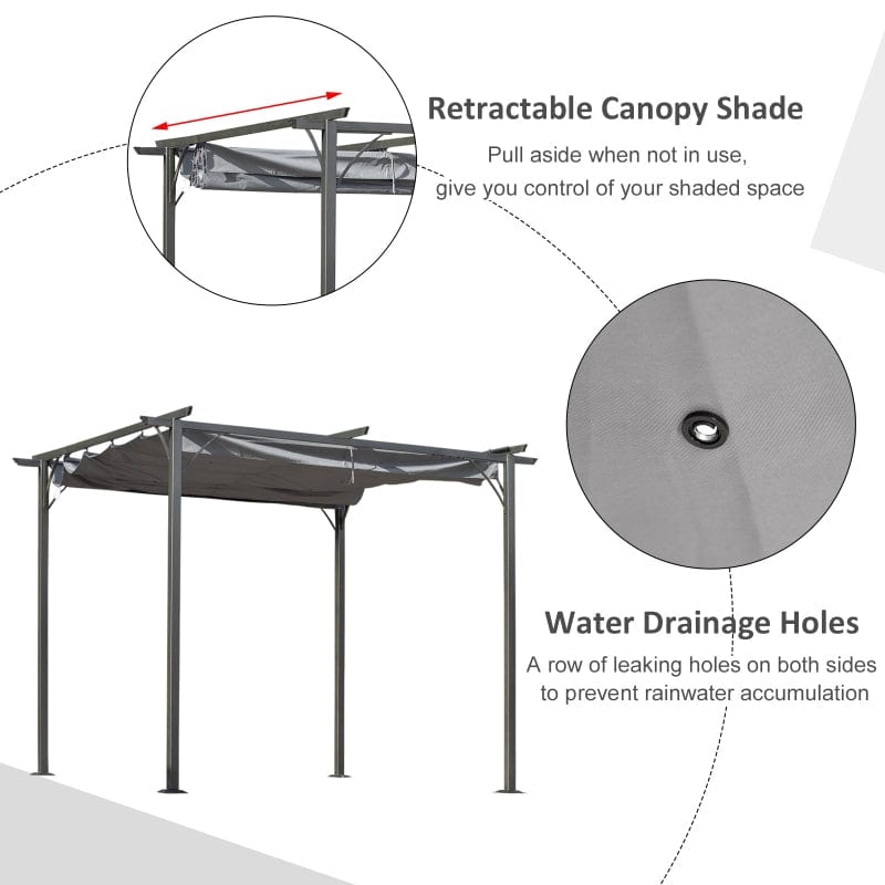 Outsunny 10 x10 Outdoor Retractable Sun Shade - 84C-093GY